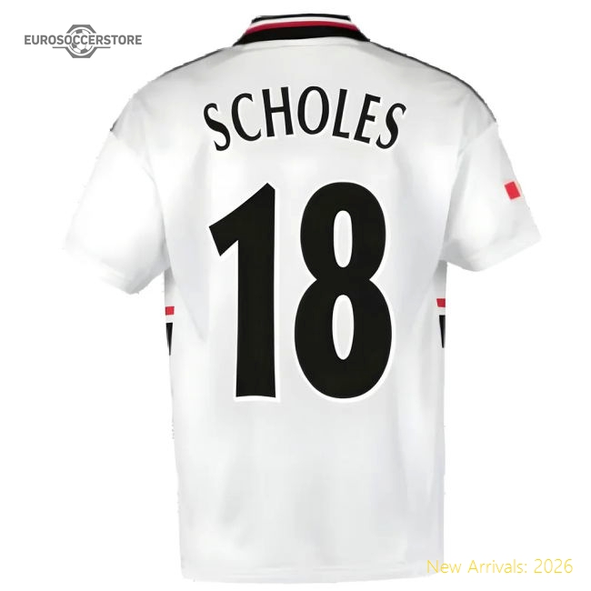 1999 Manchester United Away Football Shirt (SCHOLES 18)-Football Jersey Hub