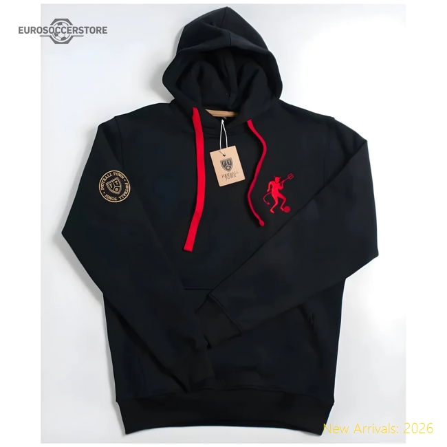 Manchester Retro Football Hoodie The Devil (Black)-Football Jersey Hub