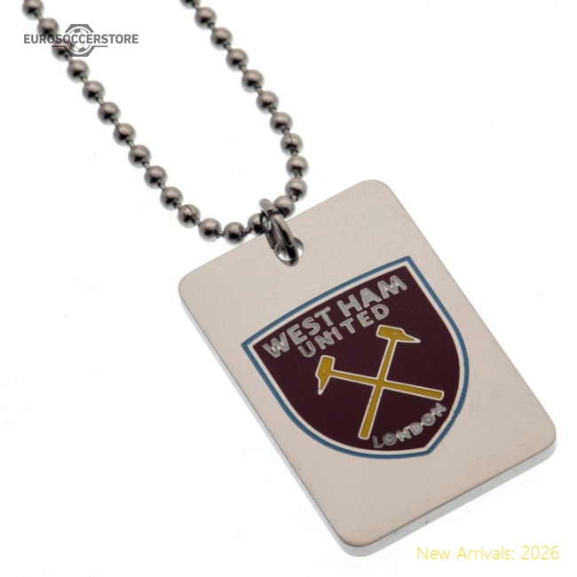 West Ham United FC Enamel Crest Dog Tag & Chain-Vantage Point Soccer
