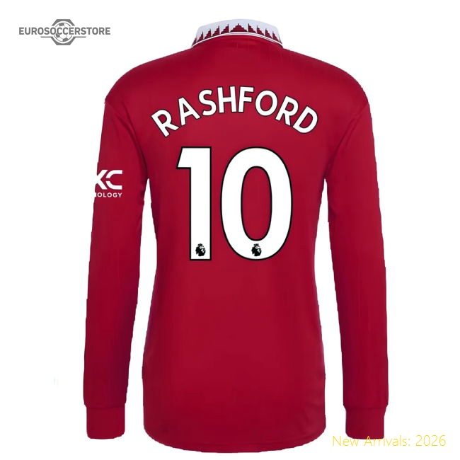 2022-2023 Man Utd Long Sleeve Home Shirt (RASHFORD 10)-Football Jersey Hub
