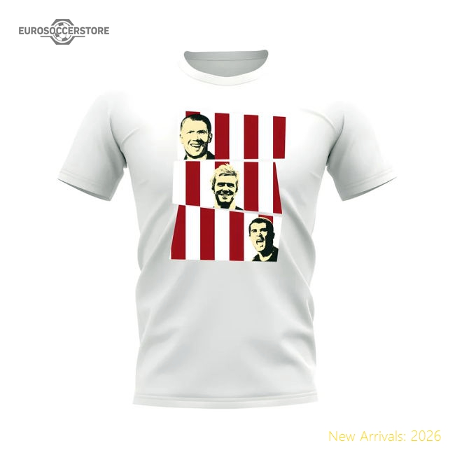 Scholes Beckham Keane Manchester United Trio T-Shirt (White)-Football Jersey Hub