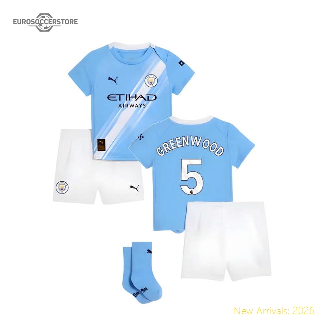 2025-2026 Man City Home Baby Kit (Greenwood 5)-Football Jersey Hub