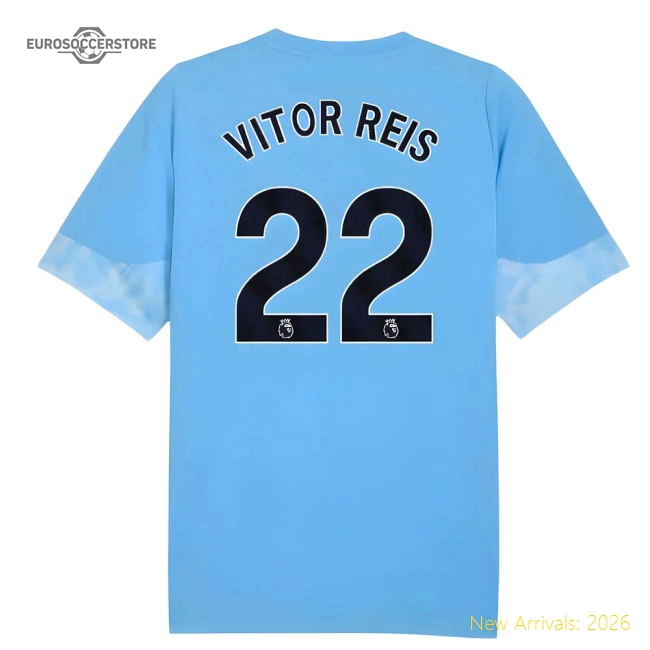 2025-2026 Man City Training Jersey (Light Blue) - Kids (Vitor Reis 22)-Football Shirts Shop