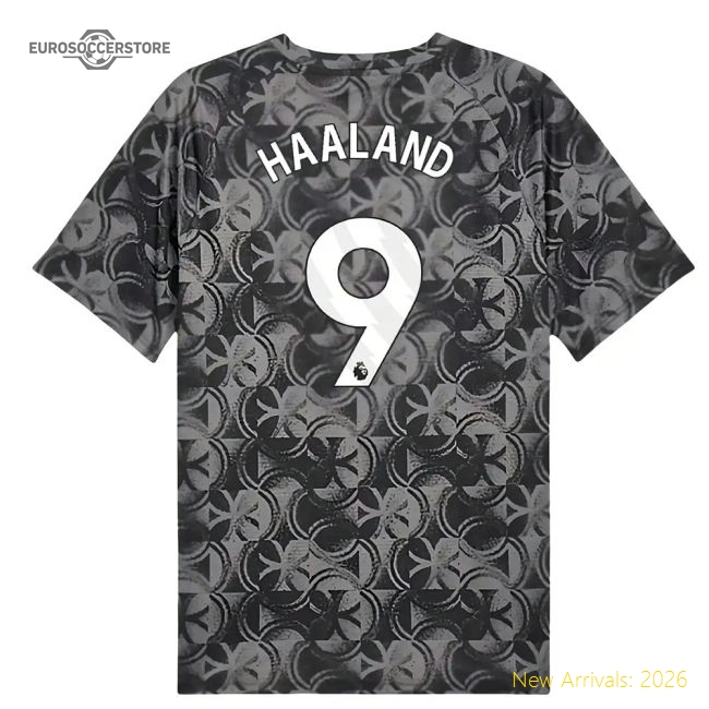 2025-2026 Man City Warm Up Jersey (Black) (Haaland 9)-Football Shirts Shop