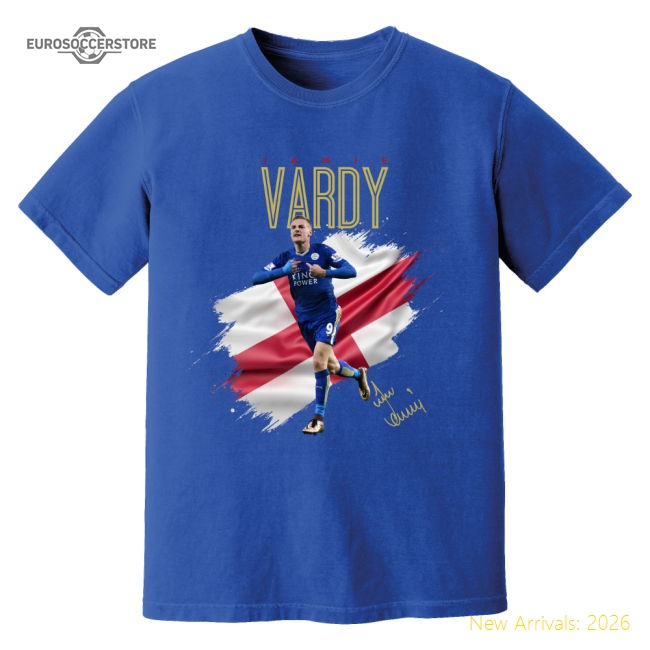 Jamie Vardy Leicester Celebration T-Shirt (Blue)-Vantage Point Soccer