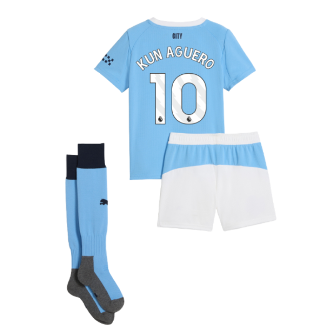 2025-2026 Man City Home Mini Kit (Kun Aguero 10)-Football Shirts Shop