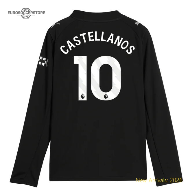 2025-2026 Man City Long Sleeve Away Shirt (Kids) (Castellanos 10)-Football Jersey Hub