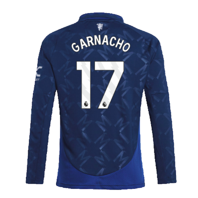 2024-2025 Man Utd Long Sleeve Away Shirt (Kids) (Garnacho 17)-Football Jersey Hub