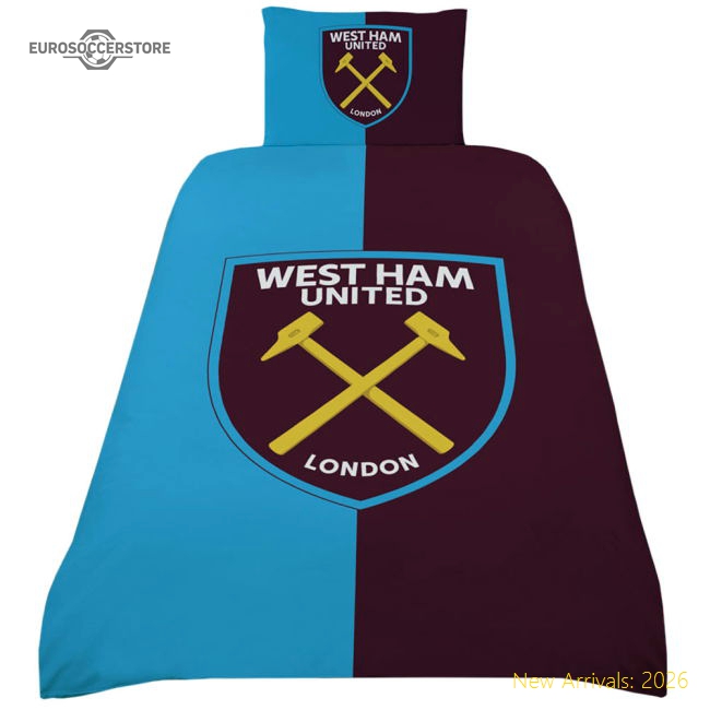 West Ham United FC Colour Split Single Duvet Set-Vantage Point Soccer