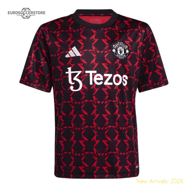 2024-2025 Man Utd Pre-Match Shirt (Black) - Kids (Garnacho 17)-Football Jersey Hub