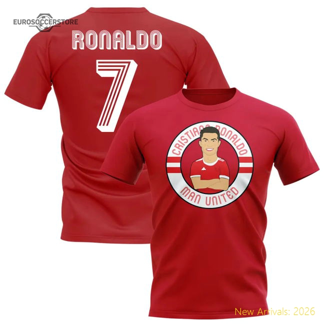 Cristiano Ronaldo Man United Illustration T-Shirt (Red)-Football Jersey Hub