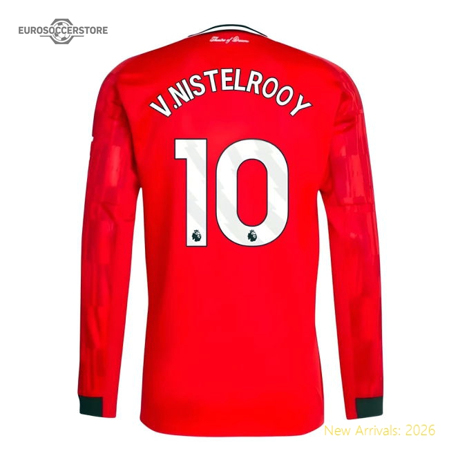 2025-2026 Man Utd Long Sleeve Home Shirt (V.Nistelrooy 10)-Football Jersey Hub