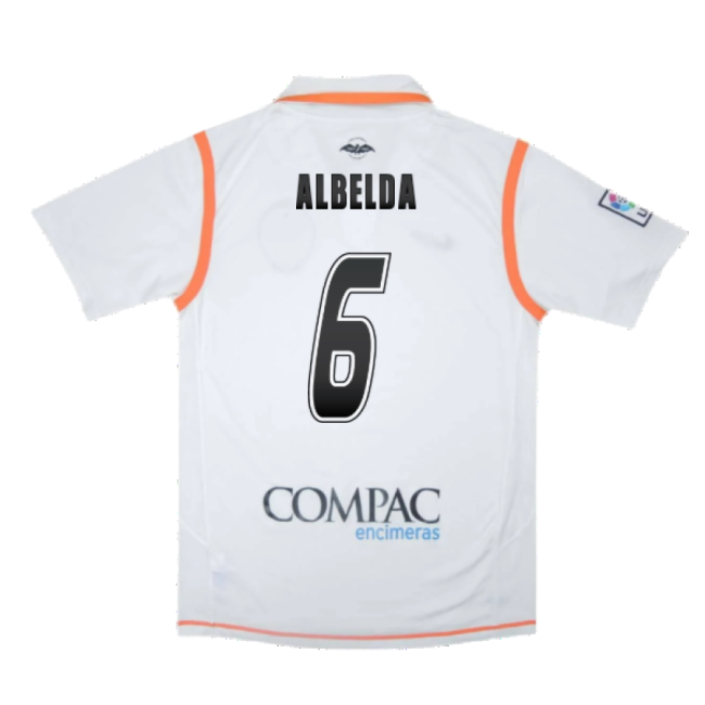Valencia 2007-08 Home Shirt ((Excellent) S) (Albelda 6)-PitchVibe Kits