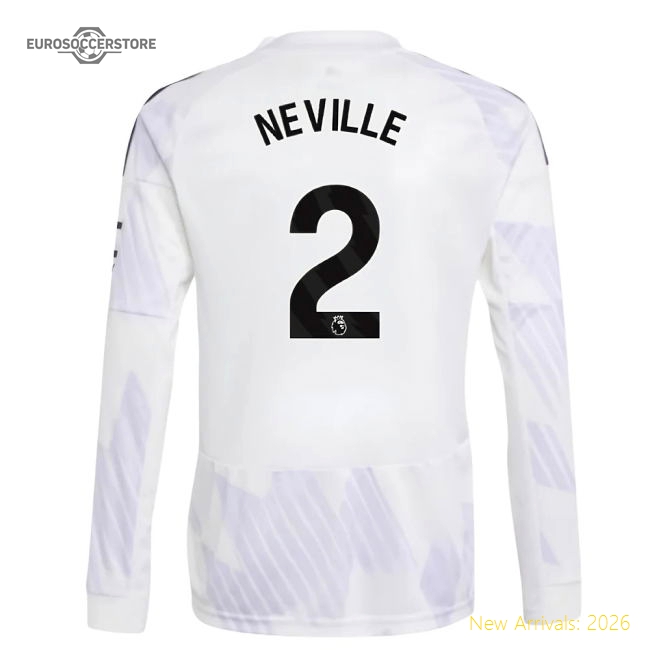 2025-2026 Man Utd Long Sleeve Away Shirt (Kids) (Neville 2)-Football Jersey Hub