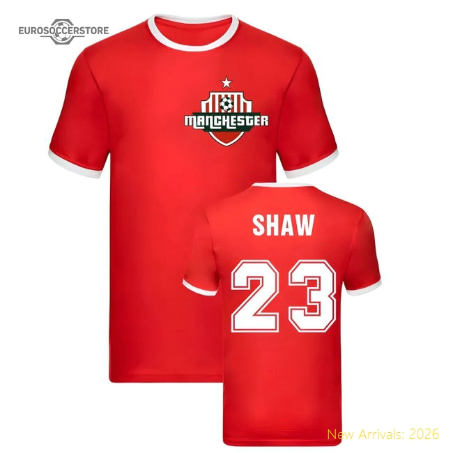Luke Shaw Manchester Ringer Tee (Red)-Football Jersey Hub