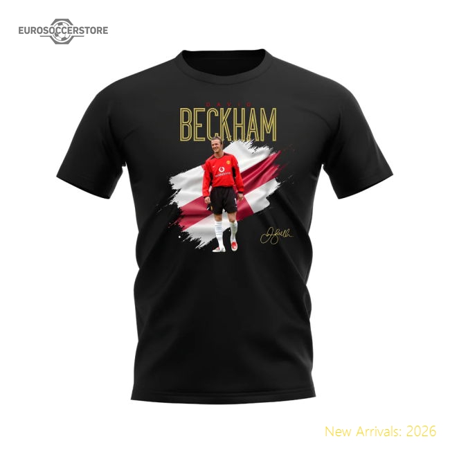 David Beckham Manchester United and England T-Shirt (Black)-Football Jersey Hub