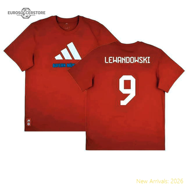 2025-2026 Bayern Munich Seasonal Graphic Tee (Red) (Lewandowski 9)-PitchVibe Kits