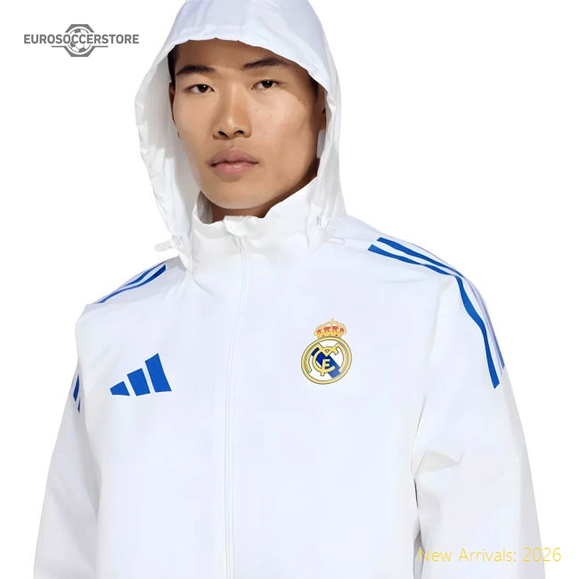 2025-2026 Real Madrid EU Allweather Jacket (White)-BuySoccerJersey Hub