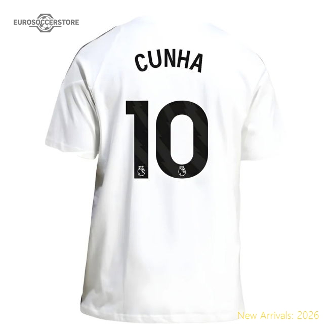 2025-2026 Man Utd Training Tee (White) (Cunha 10)-Football Jersey Hub
