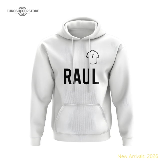 Raul Real Madrid Number Hoody (White)-BuySoccerJersey Hub