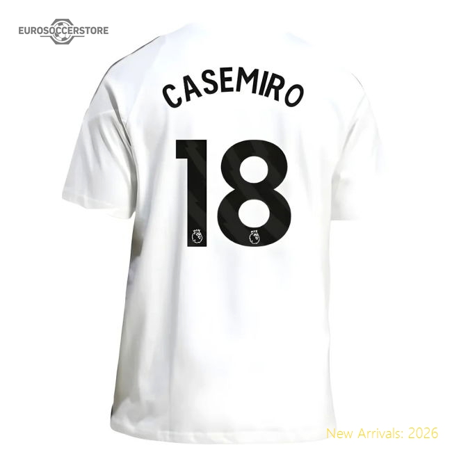 2025-2026 Man Utd Training Tee (White) (Casemiro 18)-Football Jersey Hub