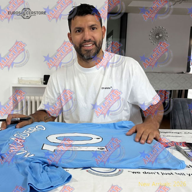 Manchester City FC Aguero Signed Shirt-Football Shirts Shop