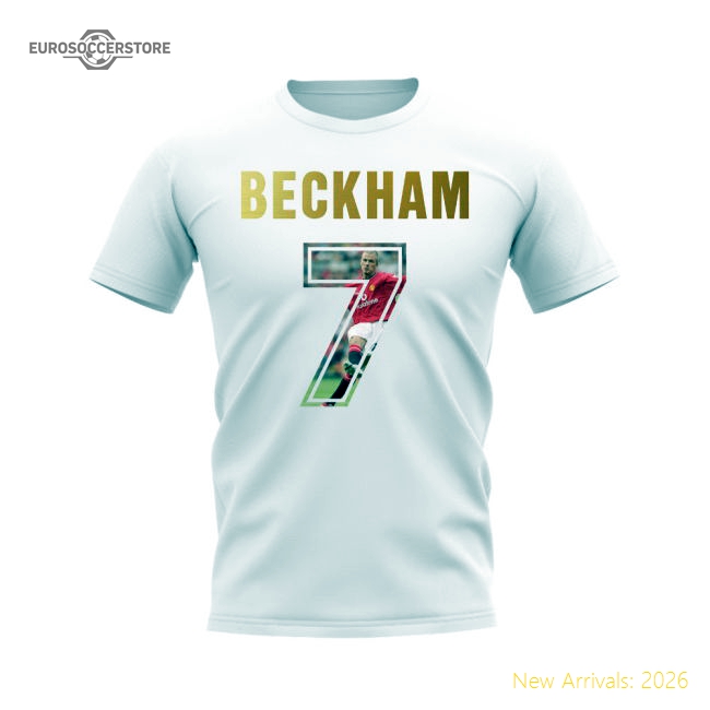 David Beckham Name And Number Manchester United T-Shirt (White)-Football Jersey Hub