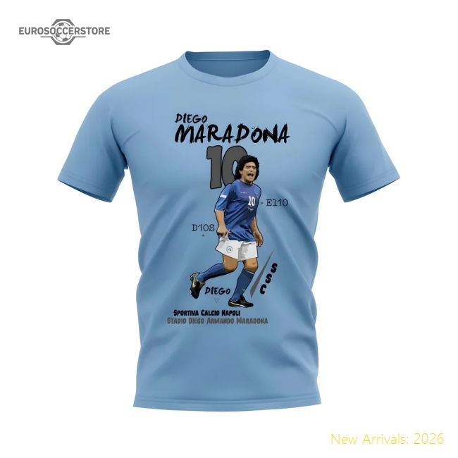 Diego Maradona Napoli Graphic T-Shirt (Sky Blue)-Vantage Point Soccer