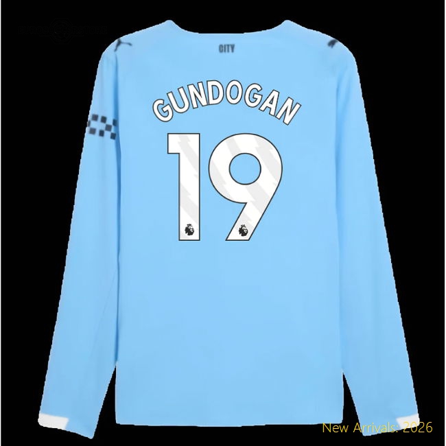 2025-2026 Man City Authentic Long Sleeve Home Shirt (Gundogan 19)-Football Shirts Shop