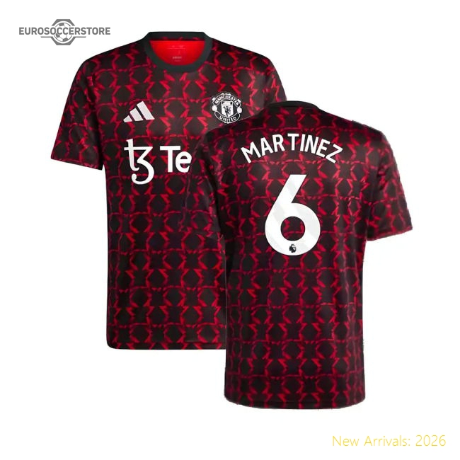 2024-2025 Man Utd Pre-Match Shirt (Black) (Martinez 6)-Football Jersey Hub