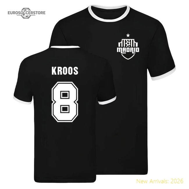 Real Madrid Ringer T-shirt (Toni Kroos 8)-BuySoccerJersey Hub