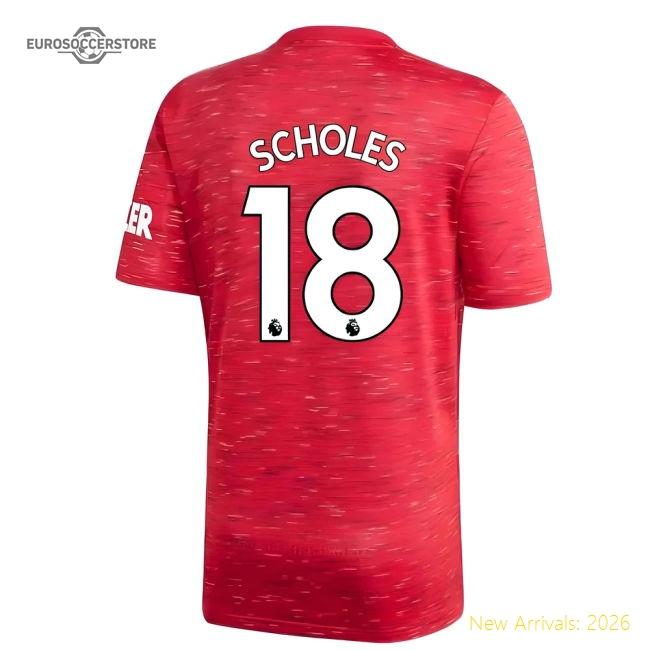 2020-2021 Man Utd Adidas Home Football Shirt (SCHOLES 18)-Football Jersey Hub