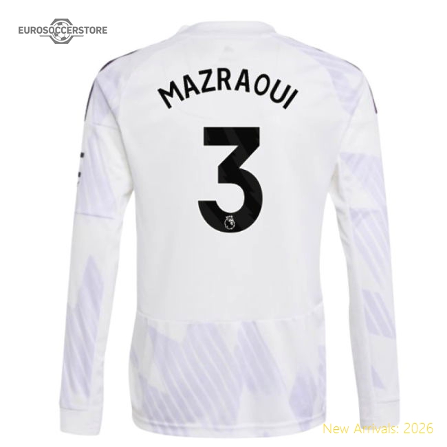 2025-2026 Man Utd Long Sleeve Away Shirt (Kids) (Mazraoui 3)-Football Jersey Hub