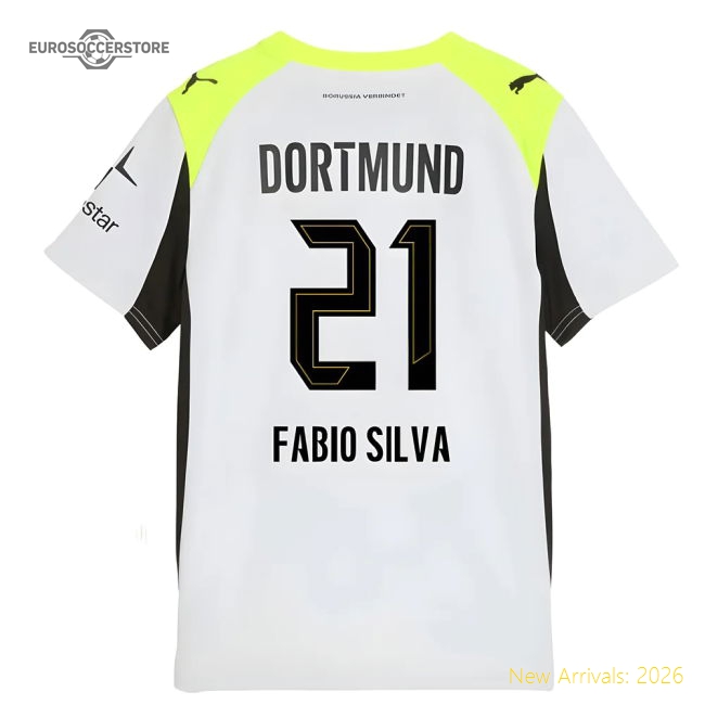 2025-2026 Borussia Dortmund Away Shirt (Kids) (Fabio Silva 21)-Football Jersey Hub