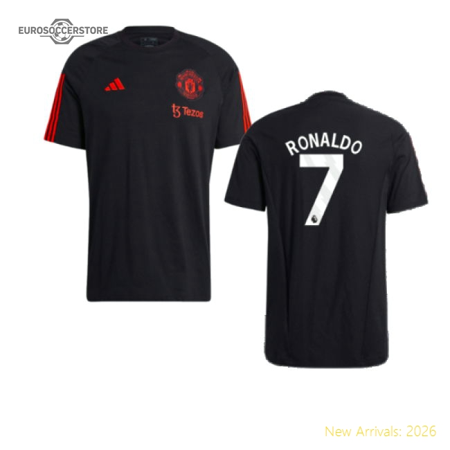 2023-2024 Man Utd Training Tee (Black) (Ronaldo 7)-Football Jersey Hub