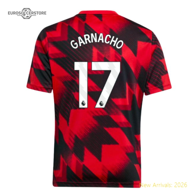 2025-2026 Man Utd Pre-Match Shirt (Red) - Kids (Garnacho 17)-Football Jersey Hub