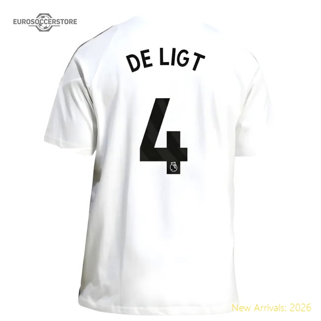 2025-2026 Man Utd Training Tee (White) (De Ligt 4)-Football Jersey Hub
