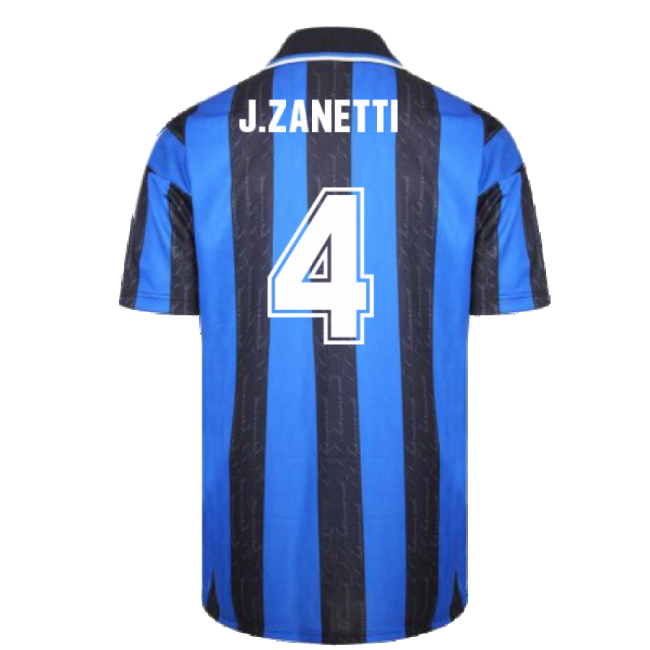 1998 Inter Milan Score Draw Home Shirt (J.ZANETTI 4)-Football Shirts Shop