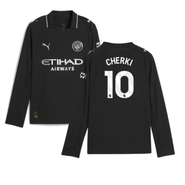 2025-2026 Man City Long Sleeve Away Shirt (Kids) (Cherki 10)-Football Jersey Hub