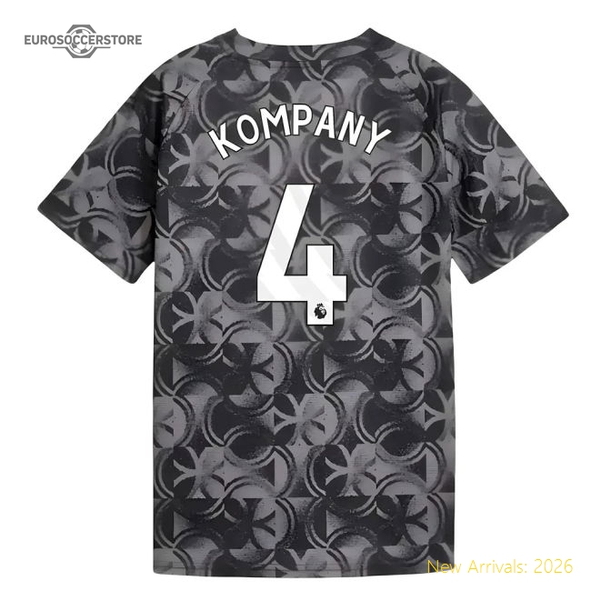 2025-2026 Man City Warm Up Jersey (Black) - Kids (Kompany 4)-Football Shirts Shop