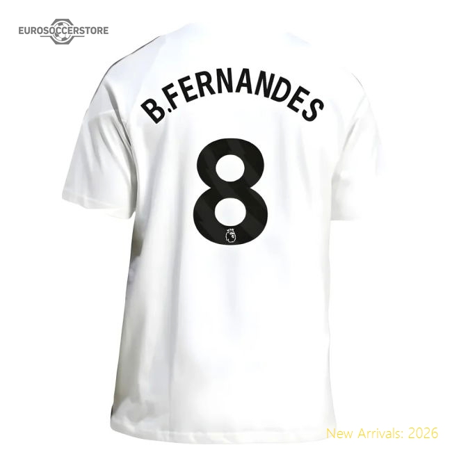 2025-2026 Man Utd Training Tee (White) (B.Fernandes 8)-Football Jersey Hub