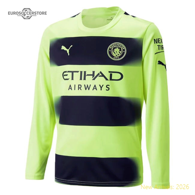 2022-2023 Man City Long Sleeve Third Shirt (Your Name)-Football Jersey Hub