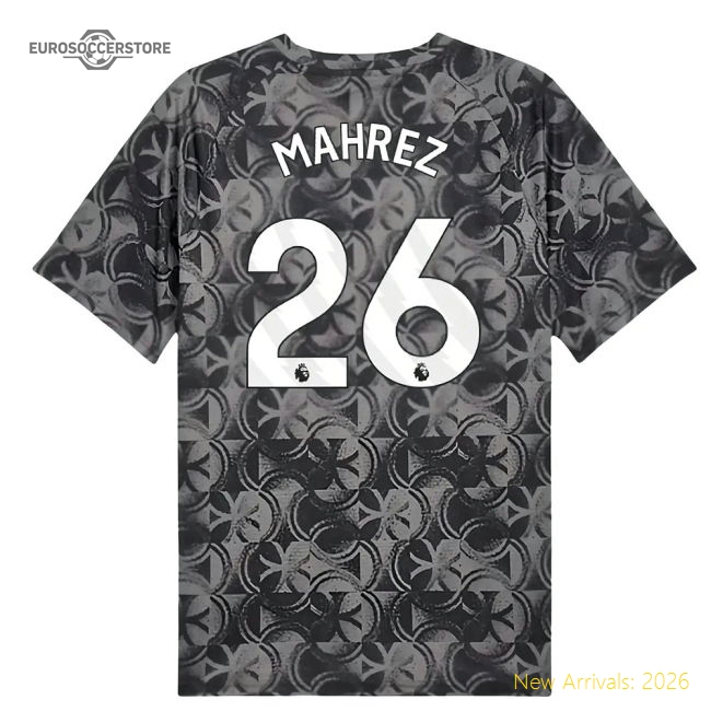 2025-2026 Man City Warm Up Jersey (Black) (Mahrez 26)-Football Shirts Shop