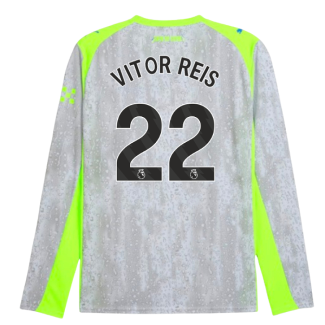 2025-2026 Man City Long Sleeve Third Shirt (Vitor Reis 22)-Football Jersey Hub