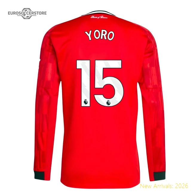 2025-2026 Man Utd Long Sleeve Home Shirt (Yoro 15)-Football Jersey Hub