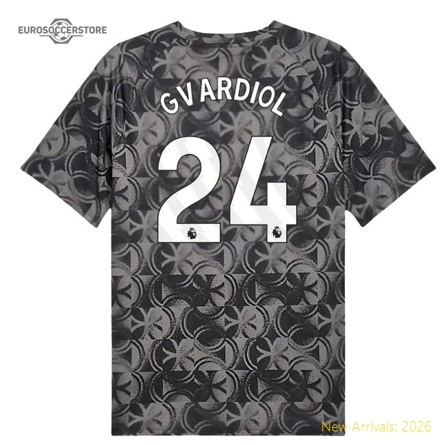 2025-2026 Man City Warm Up Jersey (Black) (Gvardiol 24)-Football Shirts Shop