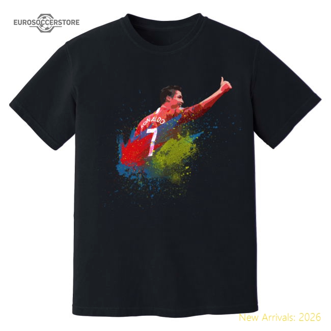 Cristiano Ronaldo Man United Art T-Shirt (Black)-Football Jersey Hub