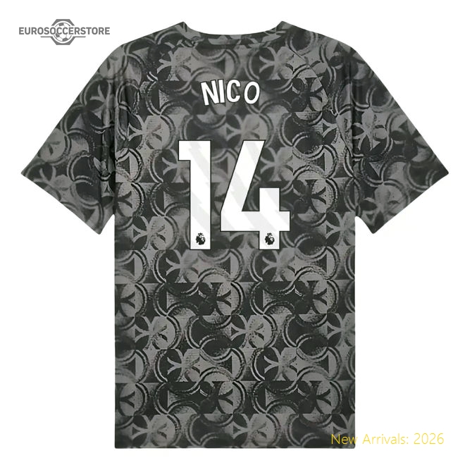 2025-2026 Man City Warm Up Jersey (Black) (Nico 14)-Football Shirts Shop
