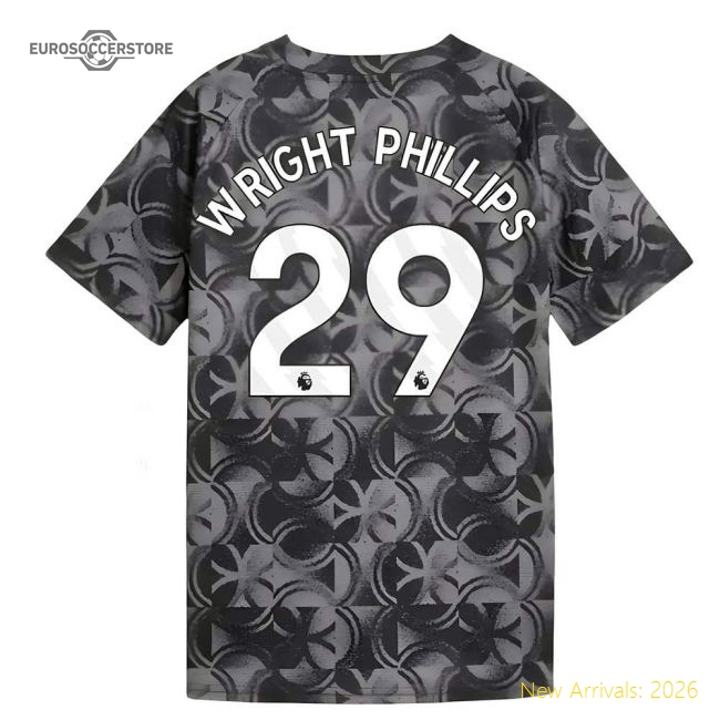 2025-2026 Man City Warm Up Jersey (Black) - Kids (Wright Phillips 29)-Football Shirts Shop