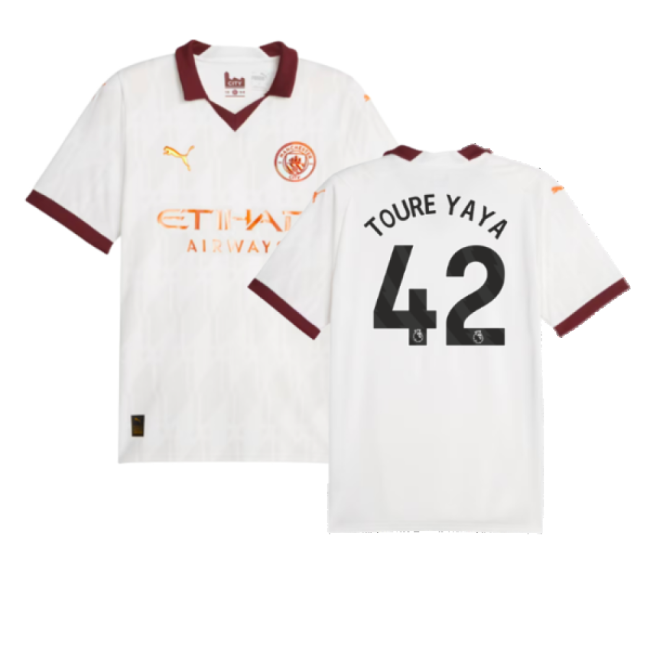 2023-2024 Man City Away Shirt (TOURE YAYA 42)-Football Jersey Hub